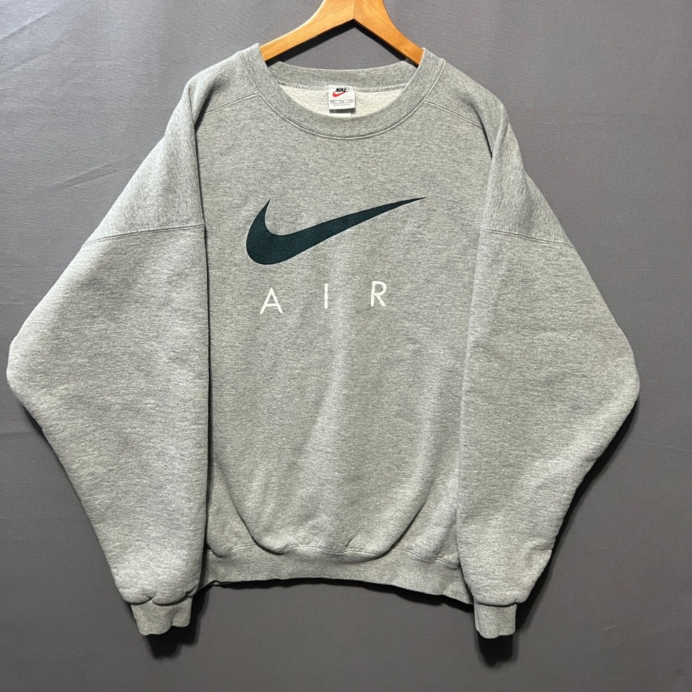 Vintage Nike Air Crewneck Sweatshirt Gray Made in USA XXL Big Swoosh 90s Mens